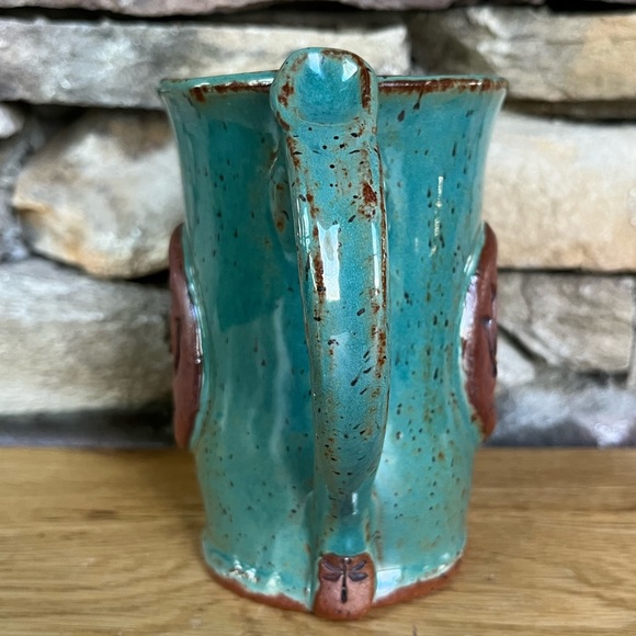 NEW Handcrafted Pottery Lotus Flower Mug Artisan Signed Hand Built Art Yoga 5" - Picture 7 of 9